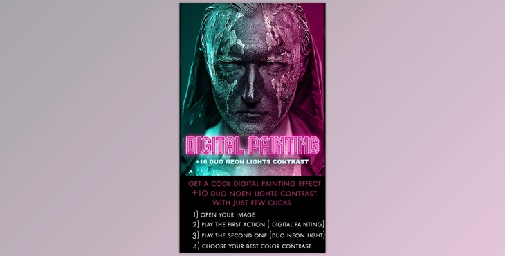 Download Digital Painting + 10 Duo Neon Light Contrast – Photoshop Action GraphicRiver-30220055