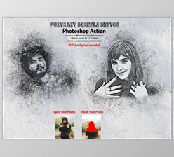 Download Portrait Scribble Sketch PS Action CreativeMarket-5893102