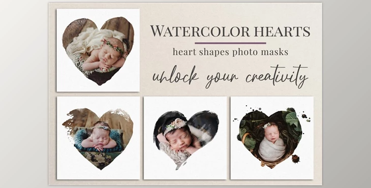 Download Watercolor hearts photo masks CreativeMarket-5804185 (PNG, JPG)