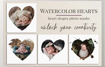 Download Watercolor hearts <span class='badge badge-warning'>photo</span> masks CreativeMarket-5804185 (PNG, JPG)
