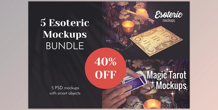 Download Mystic Esoteric Tarot Mockups BUNDLE CreativeMarket-5935596 (PSD, JPG)