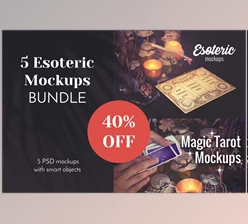Download Mystic Esoteric Tarot Mockups BUNDLE CreativeMarket-5935596 (PSD, JPG)