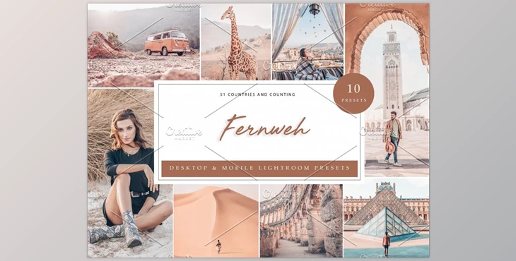 Download 10 x Lightroom Presets, Fernweh CreativeMarket-5962536 (LRTEMPLATE, DNG, XMP)