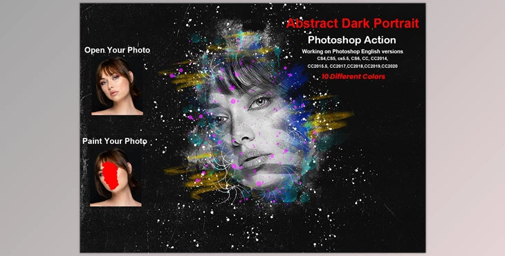Download Abstract Dark Portrait PS Action CreativeMarket-5866733 (ATN, PAT, ABR)