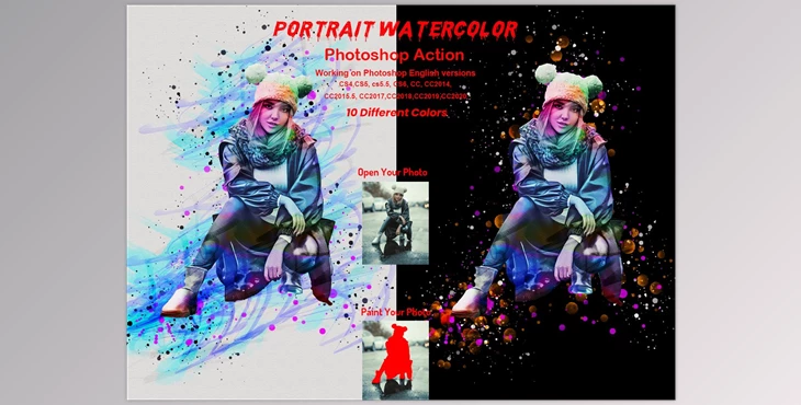 Download Portrait Watercolor Photoshop Action CreativeMarket-5872719 (PAT, ATN, ABR)