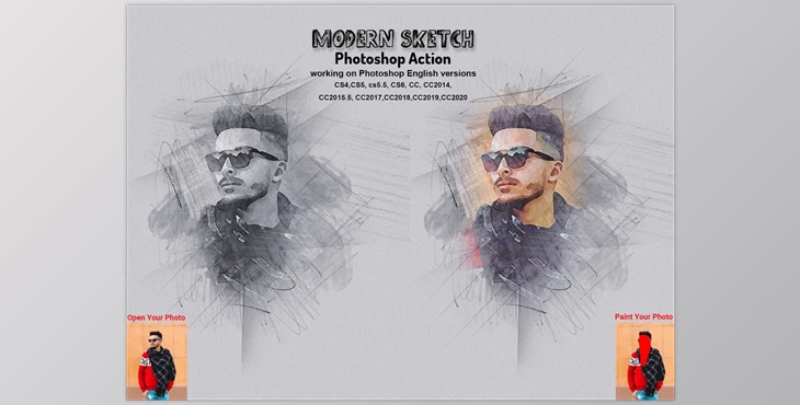 Download Modern Sketch Photoshop Action CreativeMarket-5873477 (PAT, ABR, ATN)