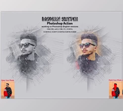 Download Modern Sketch Photoshop Action CreativeMarket-5873477 (PAT, ABR, ATN)
