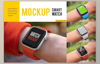 Download Smart Watch Mockup <span class='badge badge-warning'>Set</span> CreativeMarket-5999449 (PSD)
