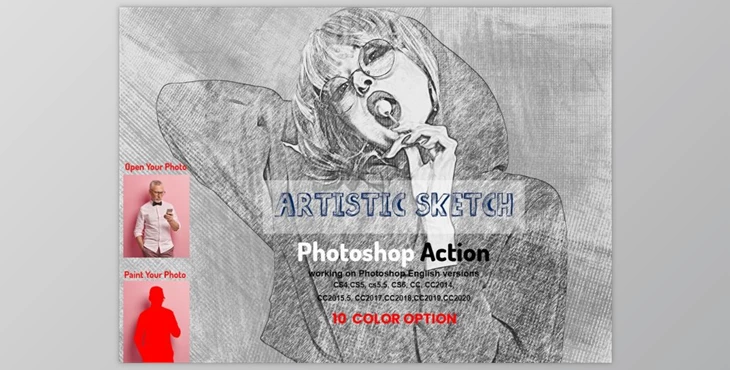Download Artistic Sketch Photoshop Action CreativeMarket-5925157 (ATN, PAT)