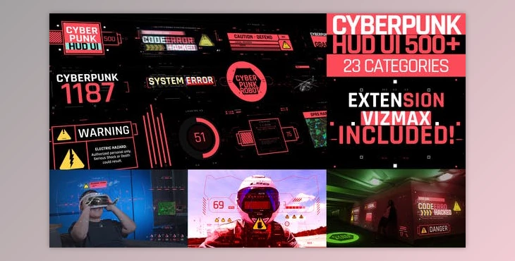 Download Cyberpunk HUD UI 500+ (Videohive 31040533) - AE Project