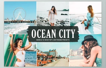 Download  <span class='badge badge-warning'>Ocean</span> City Pro Lightroom Presets - CreativeMarket 6012832
