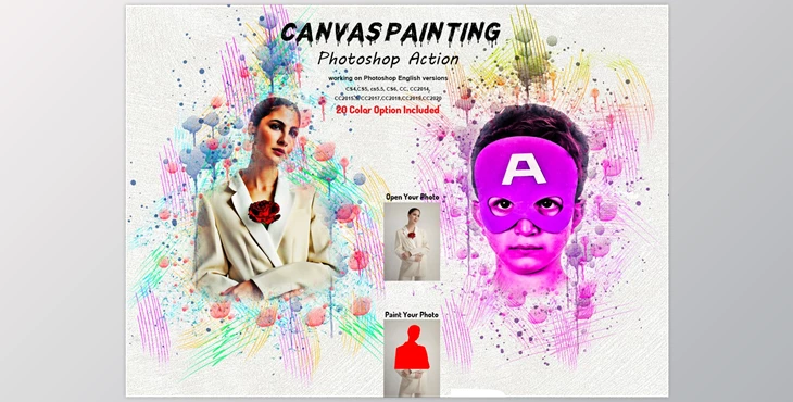 Download Canvas Painting Photoshop Action CreativeMarket-5804650 (ABR, PAT, ATN)