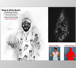 Download Black & White Sketch PS Action CreativeMarket-5804649 (ATN, PAT, ABR)