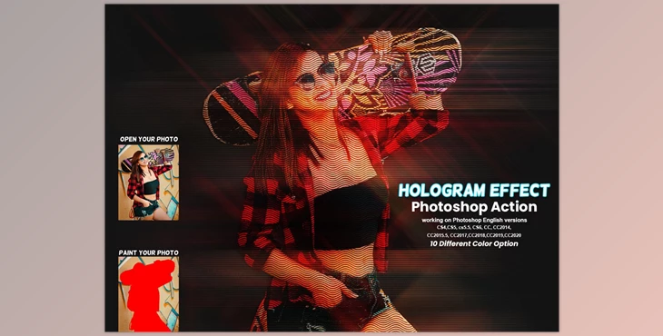 Download Hologram Effect Photoshop Action CreativeMarket-5876655 (ATN)