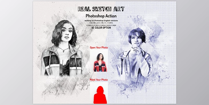 Download Real Sketch Art Photoshop Action CreativeMarket-5990338 (ABR, ATN, PAT)