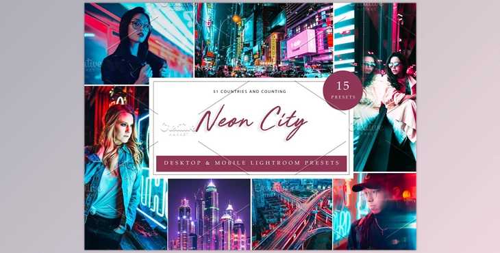 Download 15 x Lightroom Presets, Neon City CreativeMarket-5962657 (DNG, LRTEMPLATE, XMP)