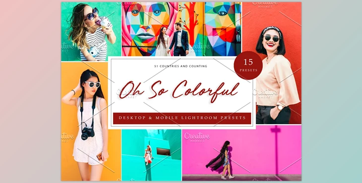 Download 15 Lightroom Presets, Oh So Colorful CreativeMarket-5962681 (XMP, LRTEMPLATE, DNG, JPG)