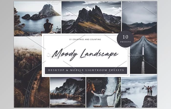 Download 10 x Lightroom Moody Landscape <span class='badge badge-warning'>CreativeMarket-5962629</span> (XMP, DNG, LRTEMPLATE)