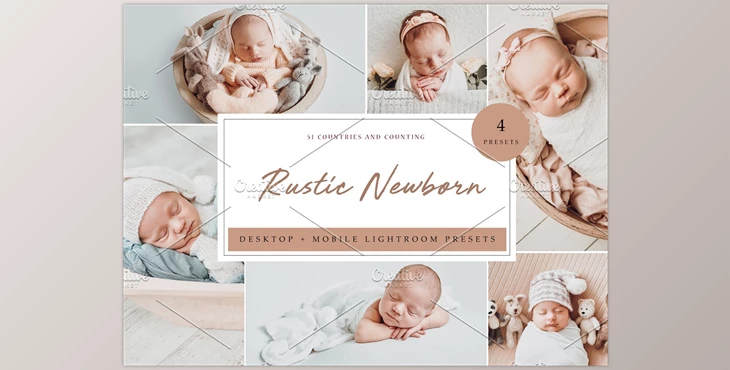 Download 4 x Lightroom Presets Rustic Newborn CreativeMarket-5962692 (XMP, LRTEMPLATE, DNG, JPG)