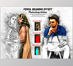 Download Pencil Drawing Effect PS Action CreativeMarket-5891890 (ABR, PAT, ATN)