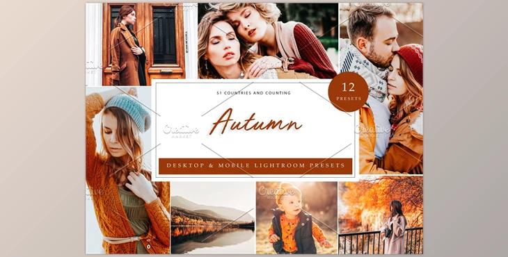 Download 12 x Lightroom Presets, Autumn CreativeMarket-5960320 (LRTEMPLATE, DNG, XMP)