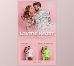 Download Loving Heart Dispersion Photoshop Action GraphicRiver-30404701 (ABR, ATN)