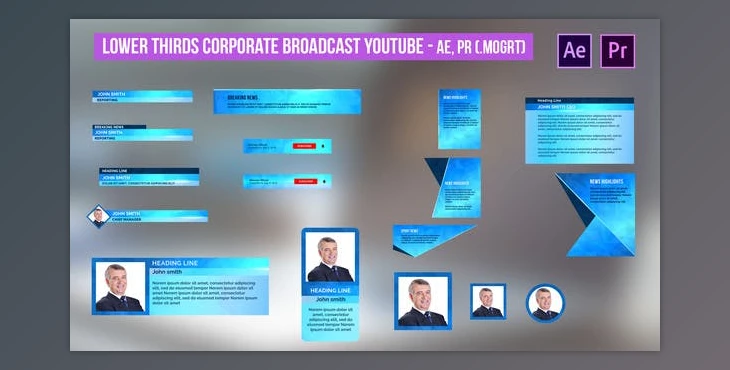 Download Lower Thirds Corporate Broadcast YouTube - AE, PR (Videohive 31482376) - AE Project