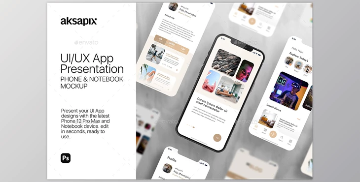 Download UI/UX App Presentation – Phone & Notebook Mockup GraphicRiver-30439812 (PSD, JPG)