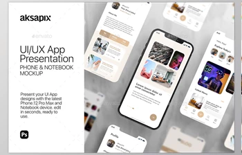 Download UI/UX <span class='badge badge-warning'>App</span> Presentation – Phone & Notebook Mockup GraphicRiver-30439812 (PSD, JPG)