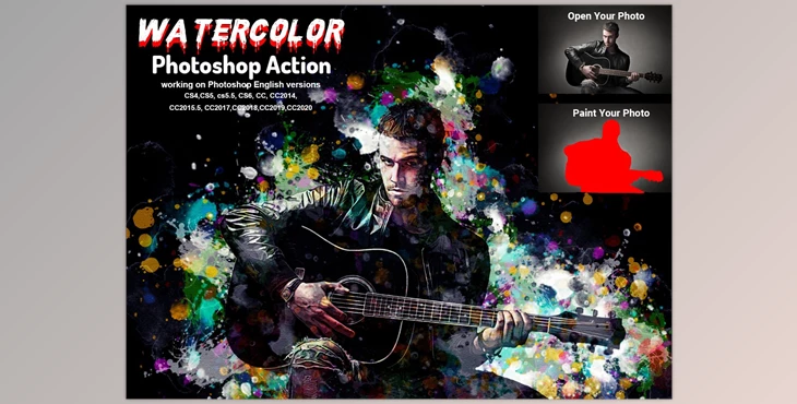 Download Watercolor Photoshop Action CreativeMarket-5793829 (PAT, ABR, ATN)