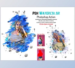 Download Pen Watercolor Photoshop Action CreativeMarket-5877779 (ABR, ATN, PAT)