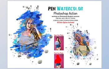 Download <span class='badge badge-warning'>Pen</span> Watercolor Photoshop Action CreativeMarket-5877779 (ABR, ATN, PAT)