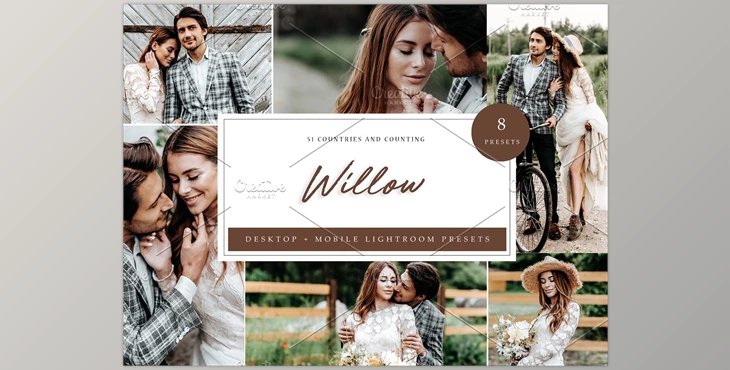 Download 8 x Lightroom Presets, Willow CreativeMarket-5962712 (LRTEMPLATE, XMP, DNG, JPG)