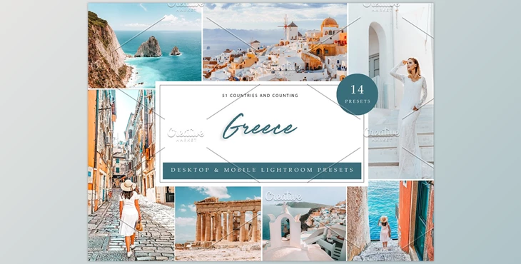 Download 14 x Lightroom Presets, Greece CreativeMarket-5962548 (LRTEMPLATE, XMP, DNG)