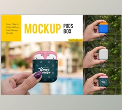 Download AirPods Box Mockup Set CreativeMarket-6049857 (PSD)