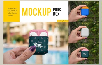 Download AirPods <span class='badge badge-warning'>Box</span> <span class='badge badge-warning'>Mockup</span> Set CreativeMarket-6049857 (PSD)