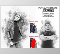 Download Pencil Drawing Sketch PS Action CreativeMarket-5881618 (ATN, PAT, ABR)