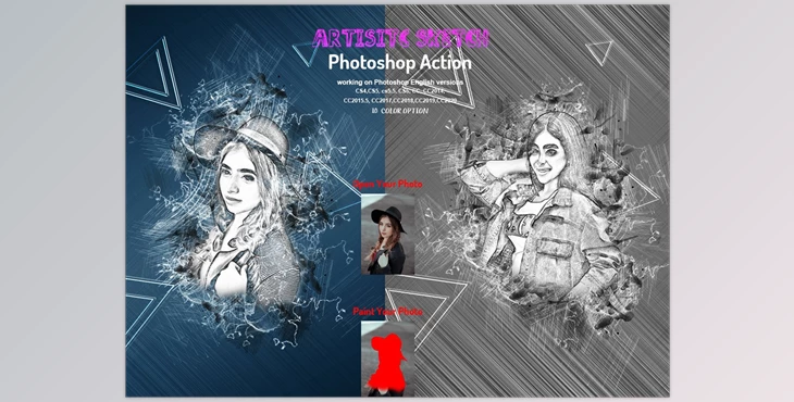 Download Artistic Sketch Photoshop Action CreativeMarket-6021674 (ATN, ABR)