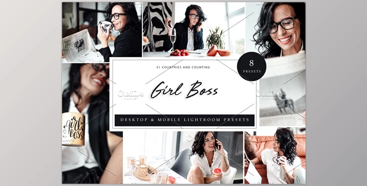 Download 8 x Lightroom Presets, Girl Boss CreativeMarket-5962542 (LRTEMPLATE, XMP, DNG)