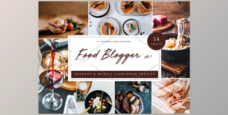 Download 14 x Lightroom Presets, Food Blogger CreativeMarket-5962539 (XMP, LRTEMPLATE, DNG, JPG)
