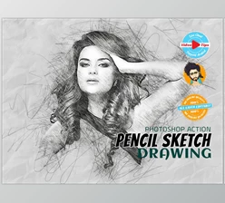 Download Pencil Sketch Drawing CreativeMarket-5962486 (ATN, ABR, PAT, PNG)