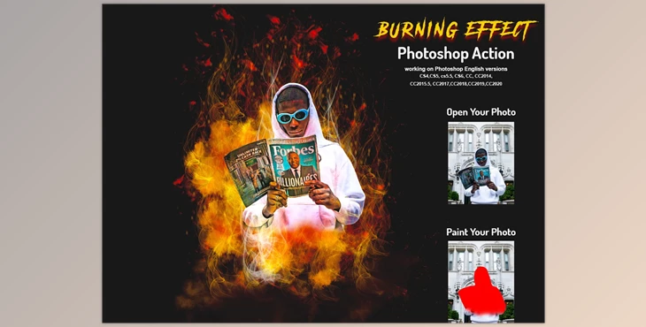 Download Burning Effect Photoshop Action CreativeMarket-5999913 (ABR, ATN)
