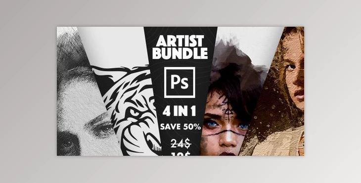 Download 4 in 1 Artist Bundle Photoshop Actions GraphicRiver-31038403 (ABR, PAT, ATN)