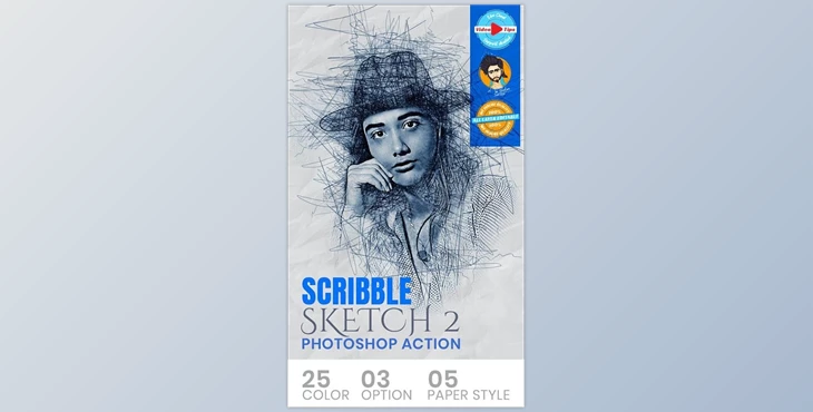 Download Scribble Sketch Photoshop Action GraphicRiver-31050617 (ABR, PAT, ATN)