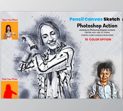 Download Pencil Canvas Sketch PS Action CreativeMarket-5911710 (ATN, ABR)