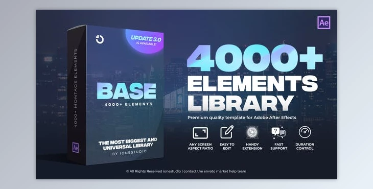 Download BASE | Transitions and Motion Graphics for After Effects V3 (Videohive 31018620) - AE Project
