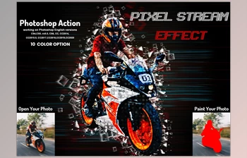 Download Pixel Stream <span class='badge badge-warning'>Effect</span> Photoshop Action CreativeMarket-5950260 (ABR, ATN, PAT)