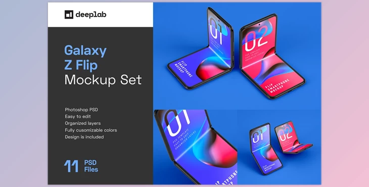 CreativeMarket Galaxy Z Flip Mockup | Folding Phone 5354152