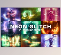 CreativeMarket – Neon Glitch Photoshop Effect 5182912