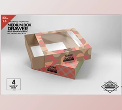 Medium Box Drawer WindowSleeve Mockup CreativeMarket 5357961